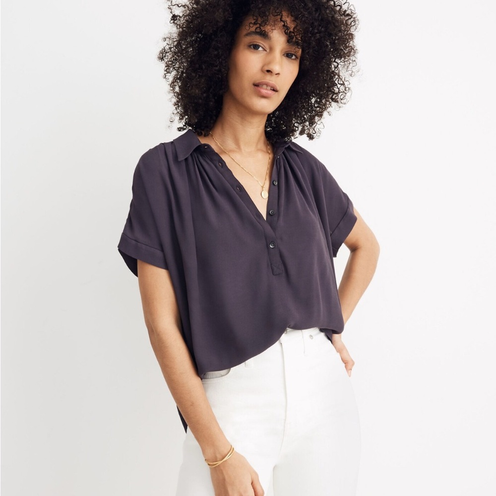Madewell Central Drapey Popover Shirt in  Dark Cadet